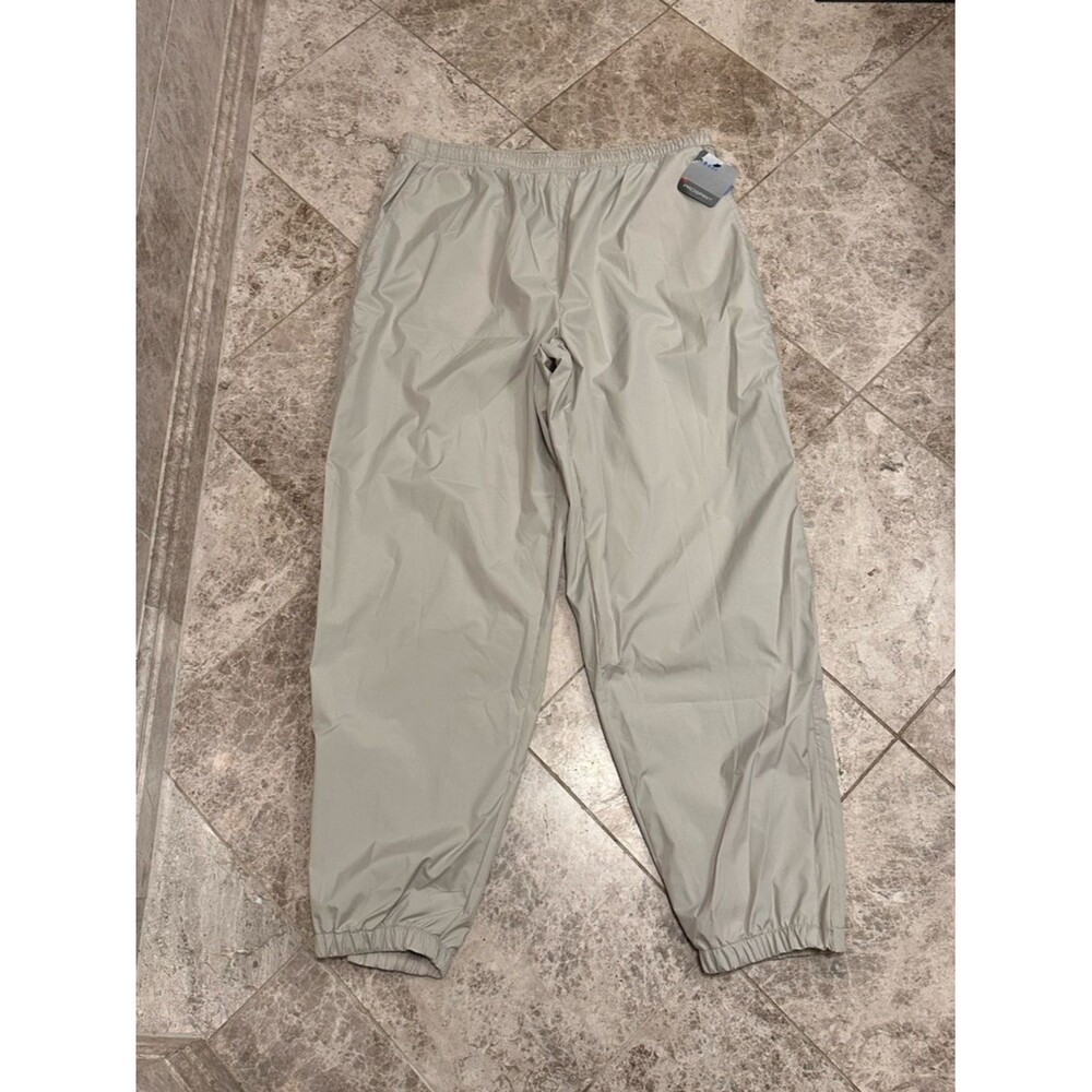 Vintage ProSpirit Nylon Track Pants NEW Large Taupe Sand Y2K Windbreaker Zip - Picture 2 of 9
